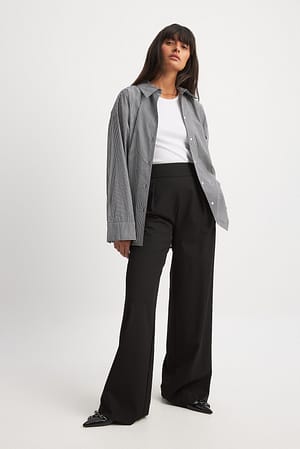 Black High Waisted Wide Leg Suit Pants