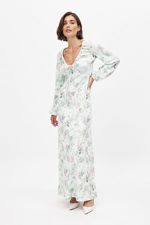 Wallpaper Floral Jersey Balloon Sleeve Midi Dress