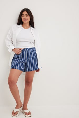 Navy Jersey High Waist Loose Shorts