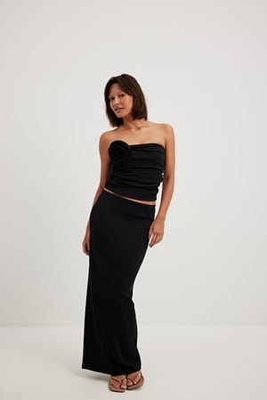 Black Jersey Low Waist Skirt