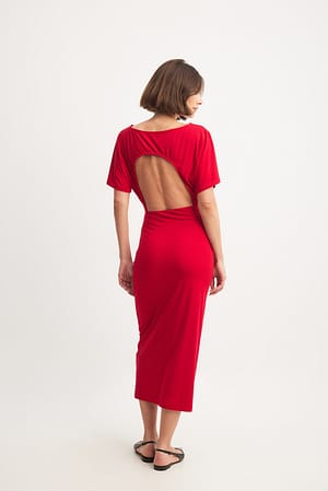 Red Open Back Dress