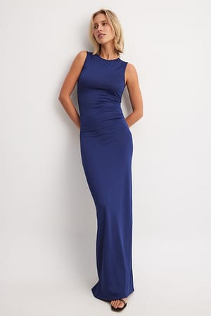 Navy Jersey Sleeveless Maxi Dress