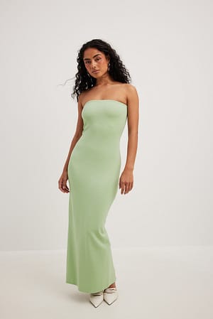 Light Green Jersey Tube Maxi Dress