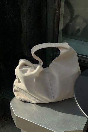 Cold Beige Leather Triangular Tote Bag