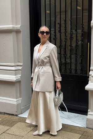 Taupe Tailored Belted Blazer