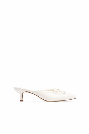 Off White Kitten Heel Ballerina Mules