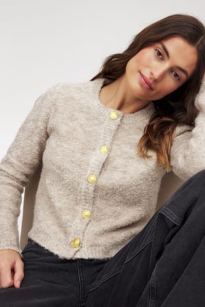 Beige Knitted Cardigan