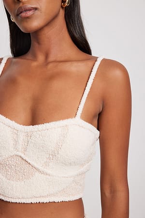 Beige Knitted Corset Detail Singlet