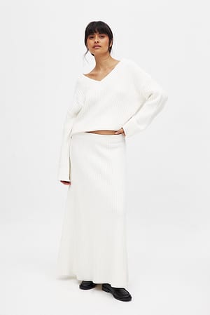 Offwhite Knitted Maxi Skirt