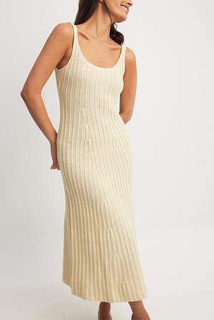 Cream Knitted Midi Dress