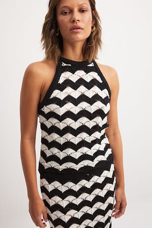 Black/White Knitted Striped Top