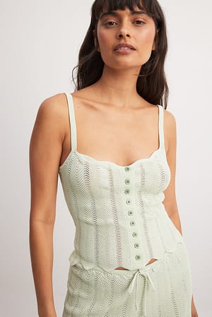 Light Green Knitted Swirl Pattern Top