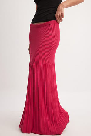 Pink Knitted Wide Maxi Skirt