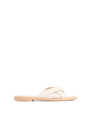 White Knotted Leather Slippers