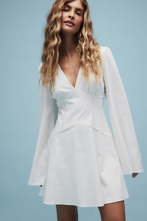 White Lace Insert Mini Dress