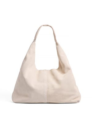 Cold Beige Leather Triangular Tote Bag