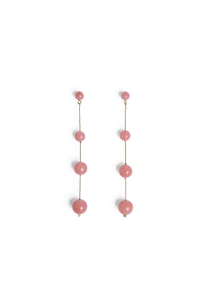 Dusty Pink Long Colored Stone Bead Earrings