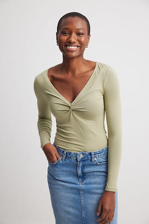 Green Long Sleeve Jersey Top