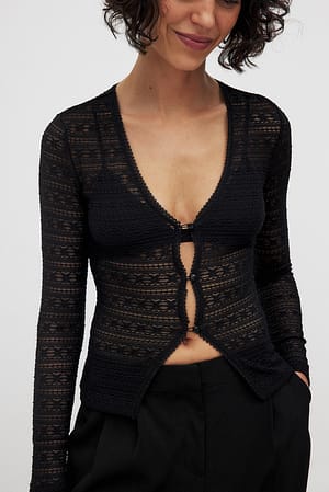 Black Long Sleeve Lace Top