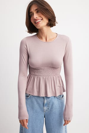 Mauve Long Sleeve Smock Top