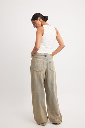 Vintage Blue Loose Low Waist Long Jeans