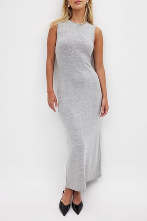 Grey Melange Loose Tank Maxi Dress