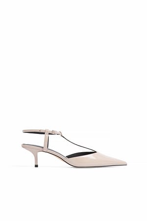 Light Taupe Low T-Bar Pumps