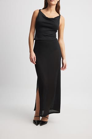 Black Low Waist Jersey Skirt