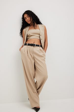 Sand Low Waist Suit Pants