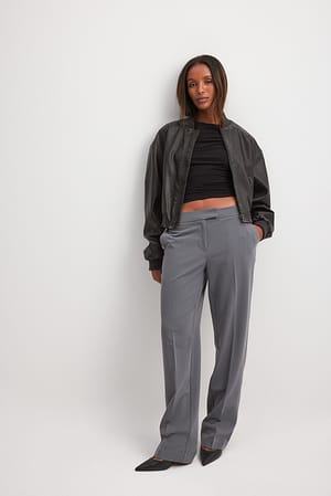 Mid Grey Low Waist Suit Pants