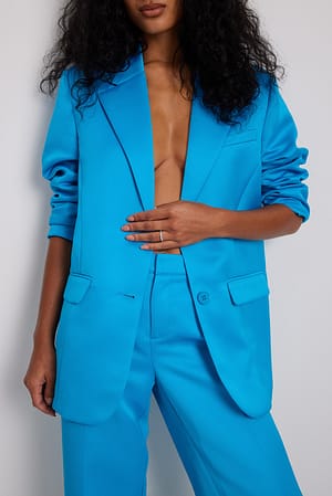 Blue Marked Shoulder Oversized Blazer