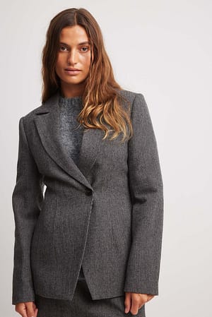 Black/Grey Marked Waist Blazer