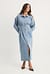 Marked Waist Denim Maxi Dress