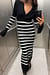 Striped Rib Knitted Trumpet Sleeve Dress