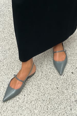 Light Grey Strap Detail Pointy Flats