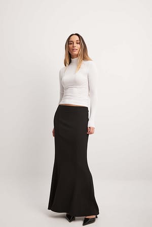 Black Mermaid Shaped Low Waist Maxi Skirt