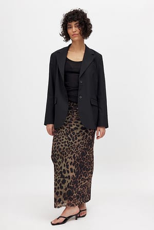 Leopard Mesh Low Waist Maxi Skirt