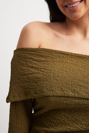 Khaki Off Shoulder Structured Top