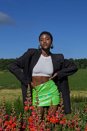 Green Metallic Mini Skirt