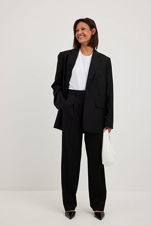 Black Mid Rise Suit Pants