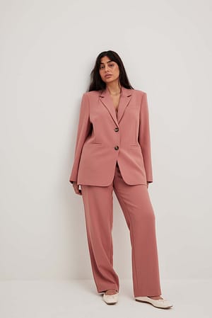 Old Rose Mid Waist Melange Suit Pants