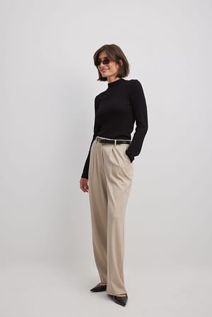 Oat Mid Waist Straight Leg Suit Pants