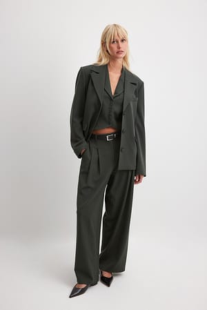 Dark Grey Mid Waist Trousers