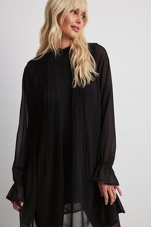 Black Mini Pleated Dress