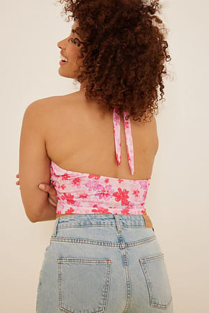 Pink Flower Halterneck Singlet