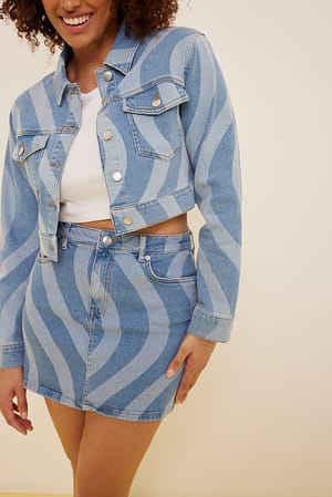 Blue Organic Swirl Denim Skirt