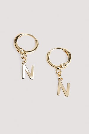 Gold Hanging Letter Hoops