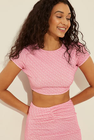 Pink Print Shiny Mini Top Print