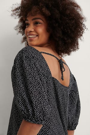 Polkadot Black/White Open Back Square Top