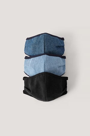 Blue Combo 3-Pack Denim Face Masks